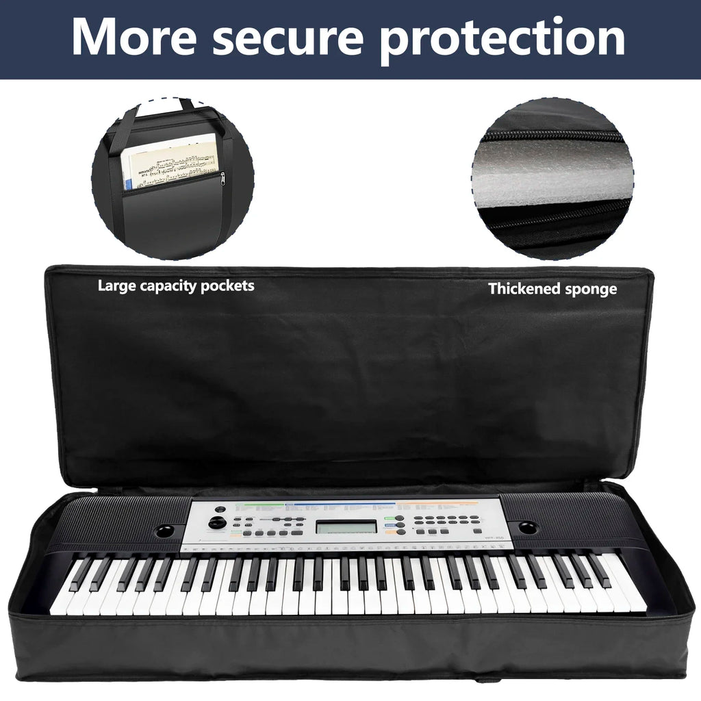 61 Key Keyboard Gig Bag, Padded 420D Oxford Electric Piano Case – image 4