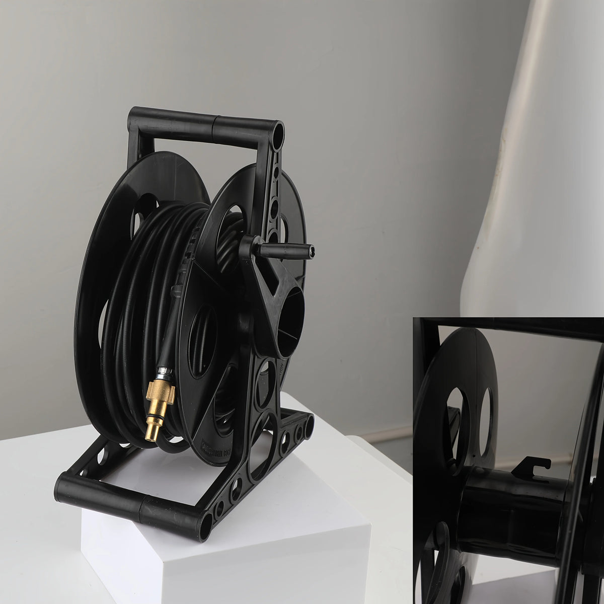 Cord and Hose Storage Reel, Heavy-Duty with Stand and Crank