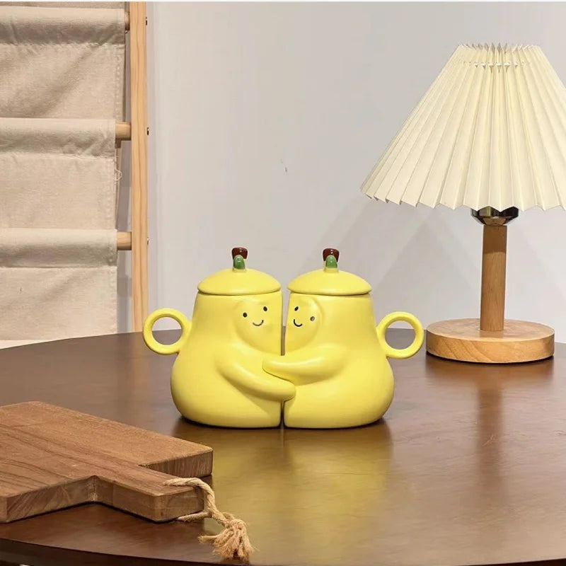 Hugging Pear Couple Mugs – Ceramic Coffee Mug Gift Set – image 7