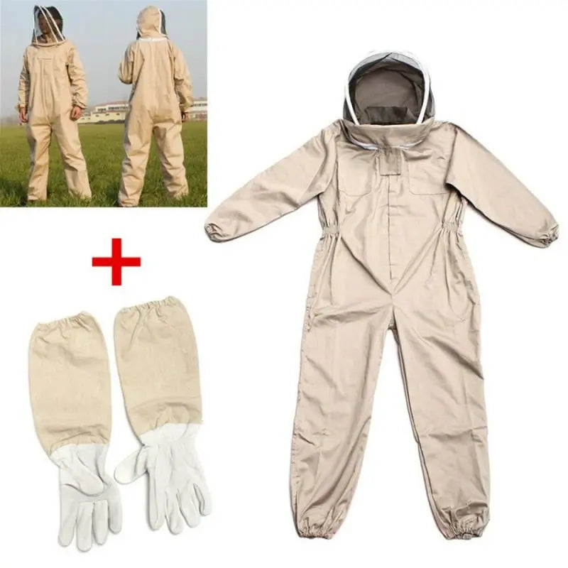 Ventilated Full Body Beekeeping Suit with Gloves and Veil Hood