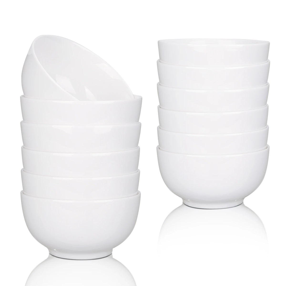 Porcelain Bowls Set of 8, 10 oz White Ceramic Cereal Bowls – image 2