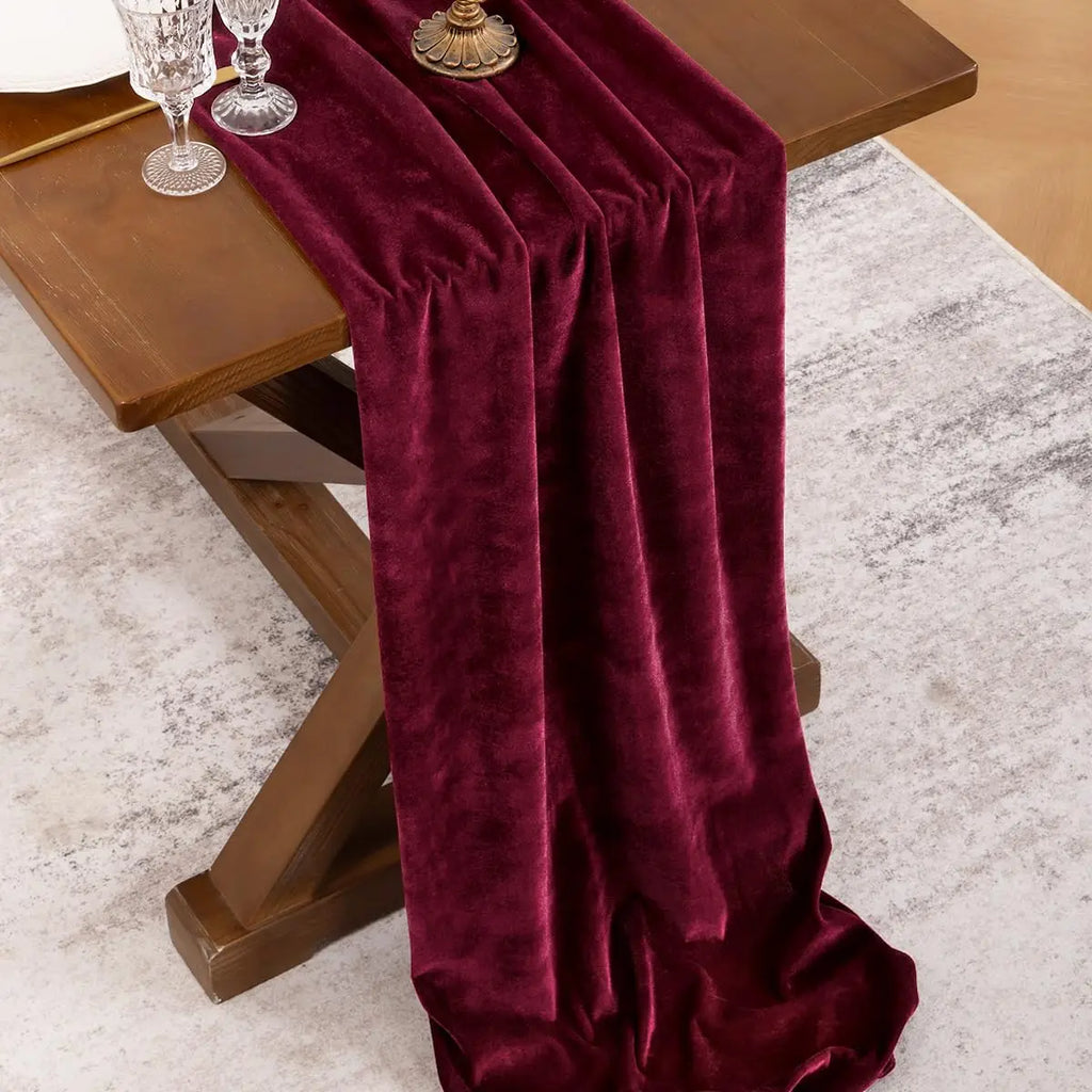 Burgundy Velvet Christmas Table Runner, 10 ft or 14 ft – image 3