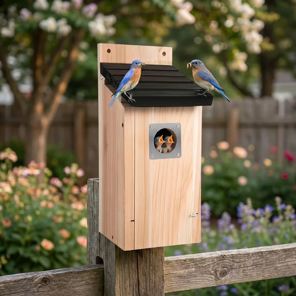 Cedar Bird House for Outside, Bluebird, Wren and Chickadee Nest Box – image 1
