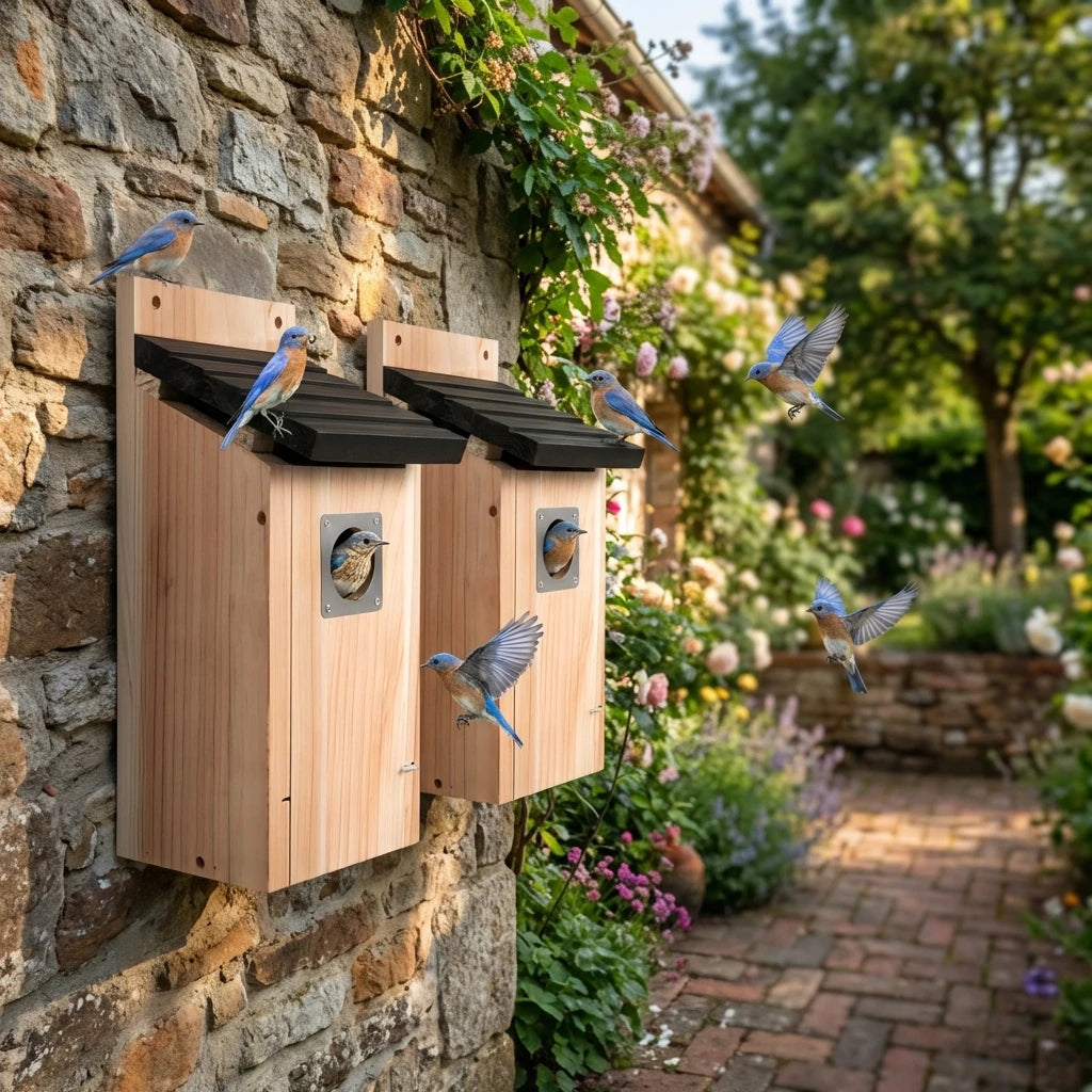 Cedar Bird House for Outside, Bluebird, Wren and Chickadee Nest Box – image 4