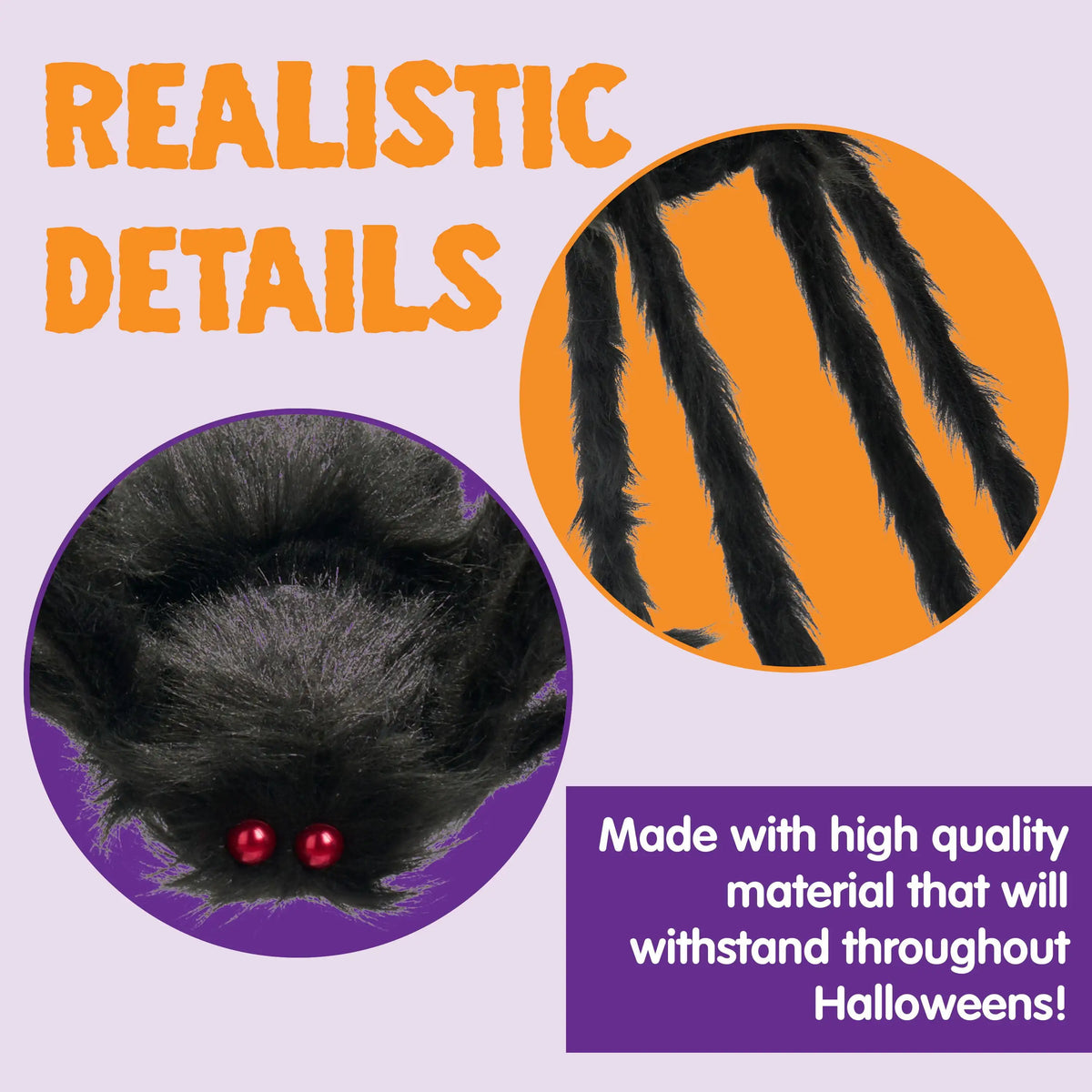 Giant Halloween Spider – 5 ft Light-Up Hairy Spider Yard Decoration – image 5