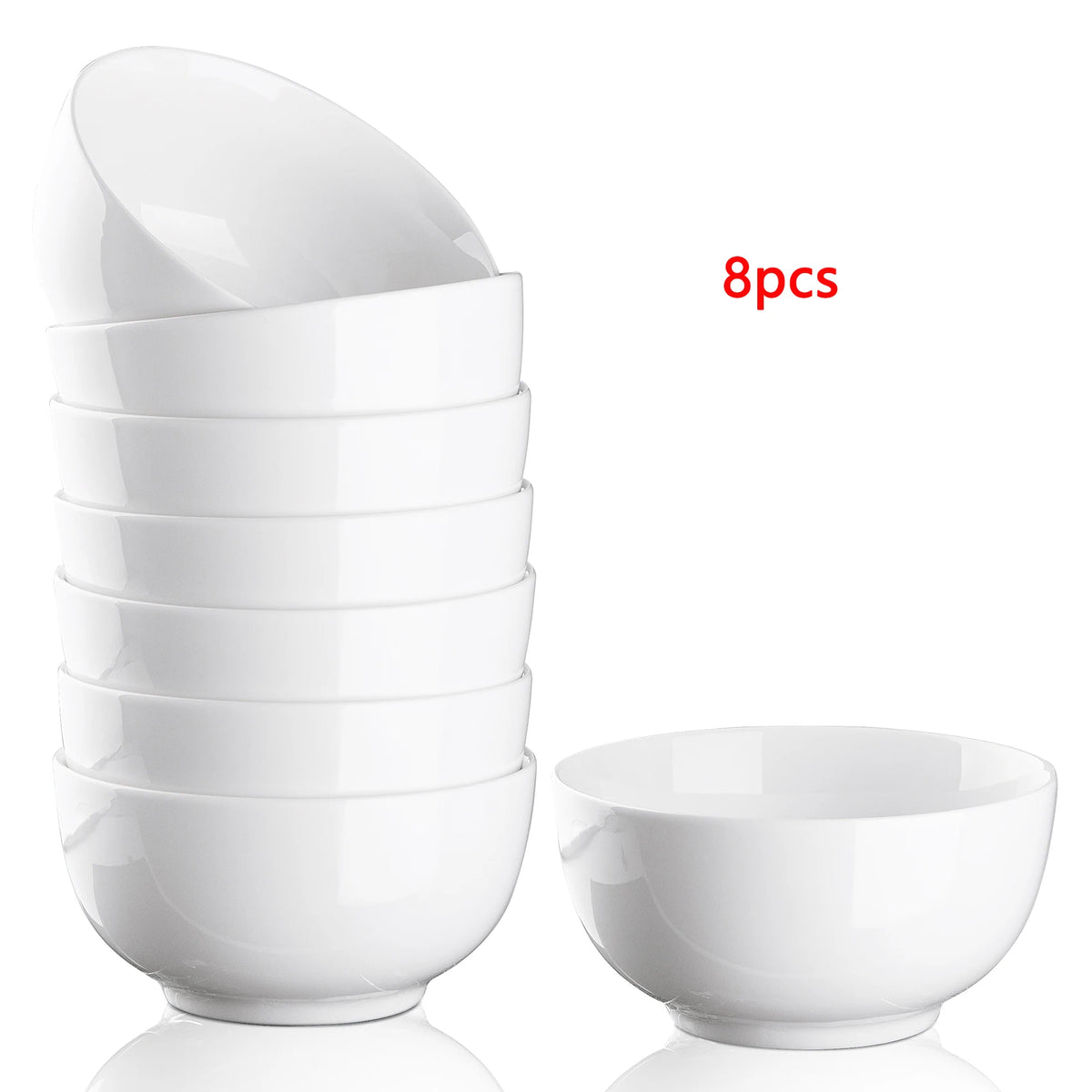 Porcelain Bowls Set of 8, 10 oz White Ceramic Cereal Bowls