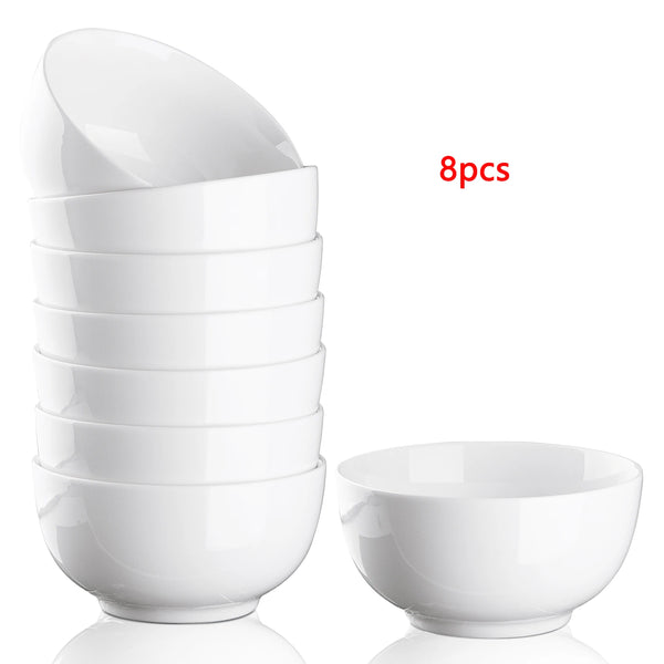 Porcelain Bowls Set of 8, 10 oz White Ceramic Cereal Bowls