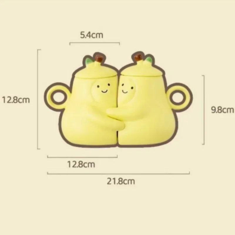 Hugging Pear Couple Mugs – Ceramic Coffee Mug Gift Set – image 6
