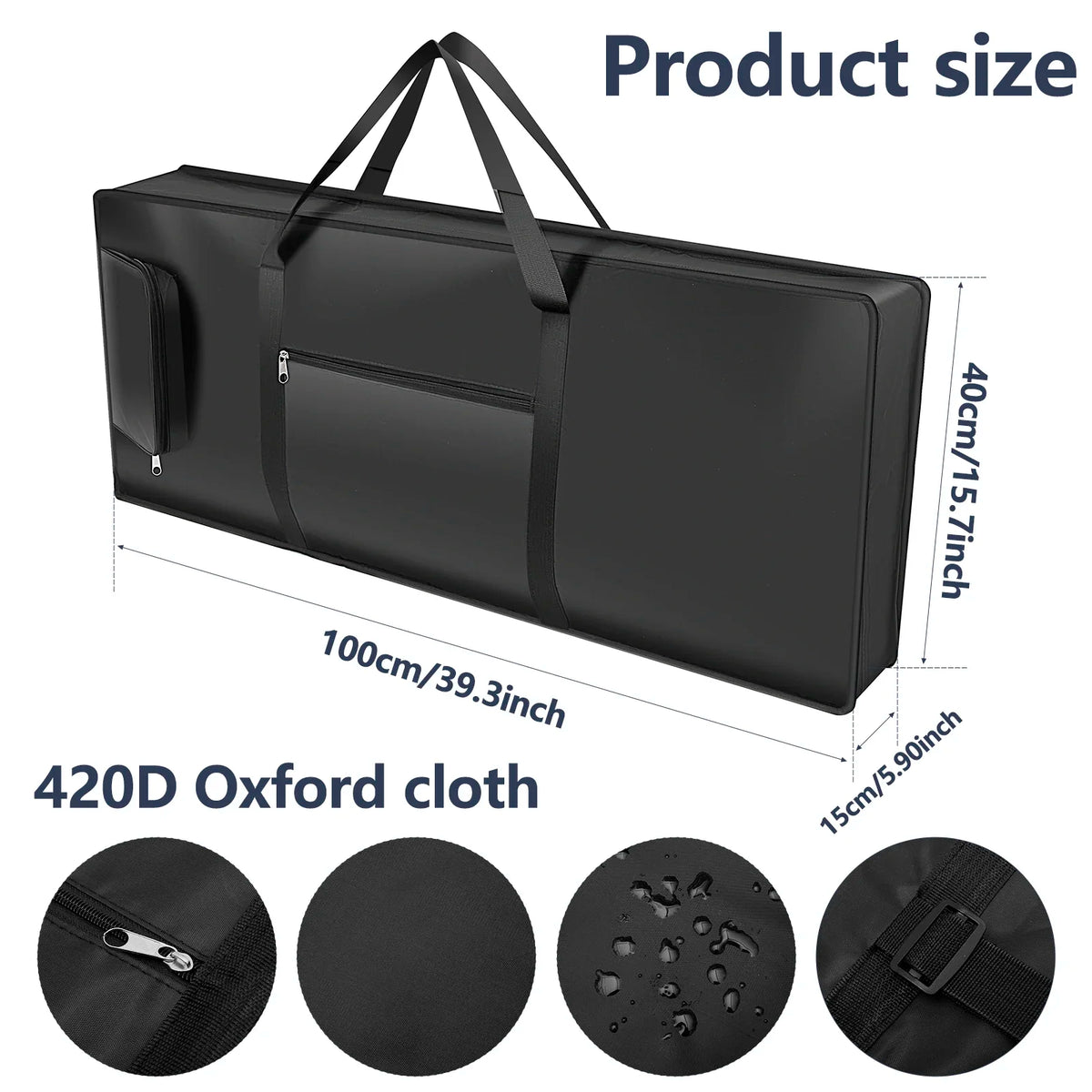 61 Key Keyboard Gig Bag, Padded 420D Oxford Electric Piano Case – image 3