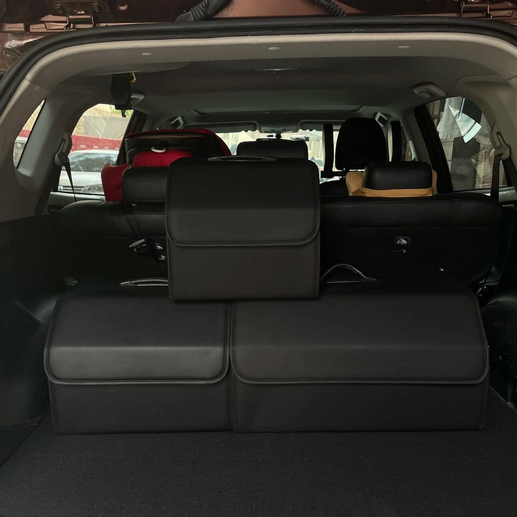 Car Trunk Organizer with Lid, Collapsible PU Leather Storage Box – image 2