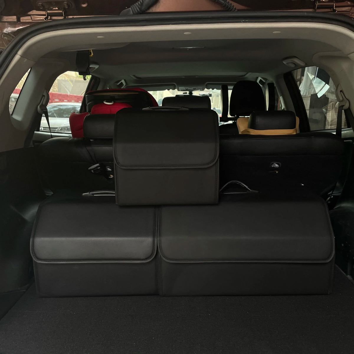 Car Trunk Organizer with Lid, Collapsible PU Leather Storage Box – image 2