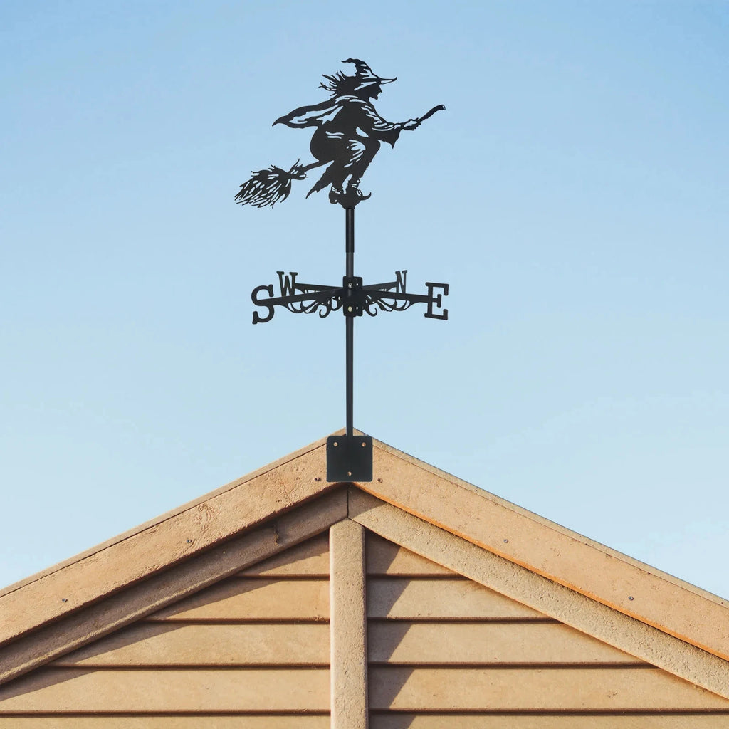 Witch Metal Weathervane with Roof Mount Wind Direction Indicator – image 3