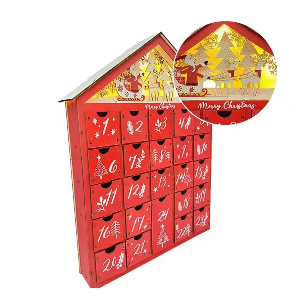 Wooden Village House Advent Calendar With 24 Refillable Drawers – image 4