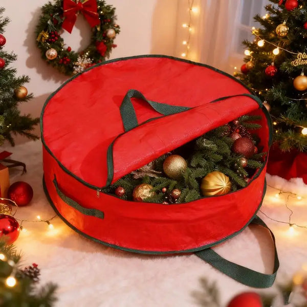 Large Round Zippered Wreath Keeper Bag with Carry Handle – image 1