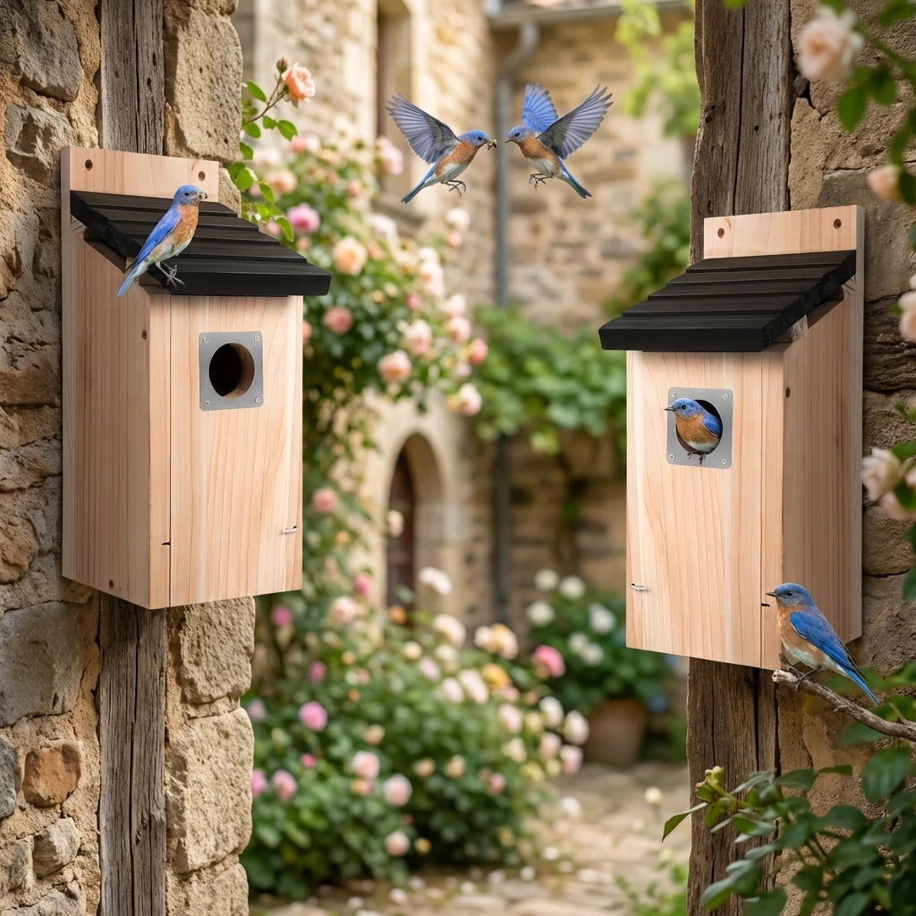 Cedar Bird House for Outside, Bluebird, Wren and Chickadee Nest Box – image 2