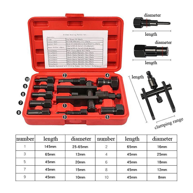 Internal Bearing Puller Kit 10 Piece with Storage Case – image 3