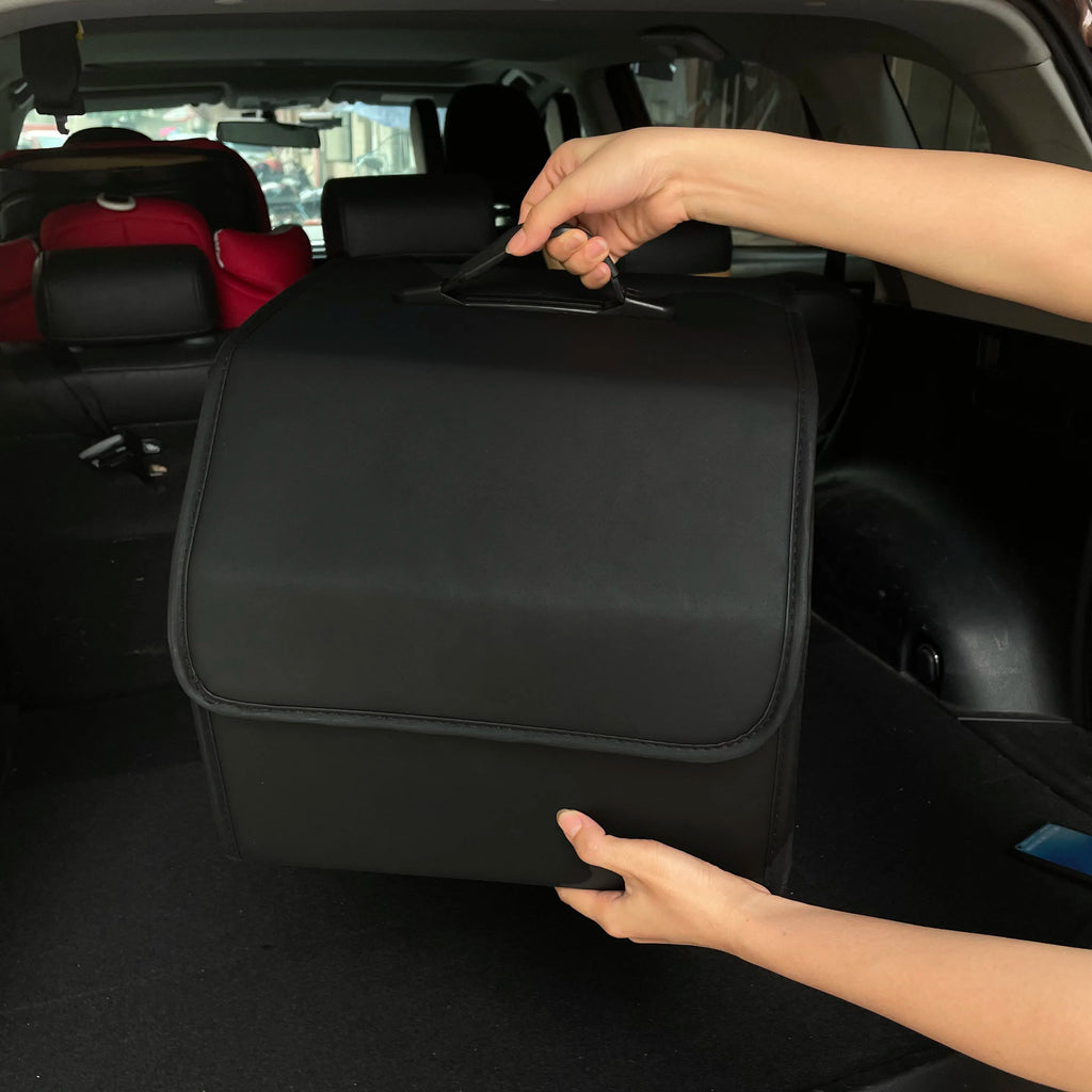 Car Trunk Organizer with Lid, Collapsible PU Leather Storage Box – image 5