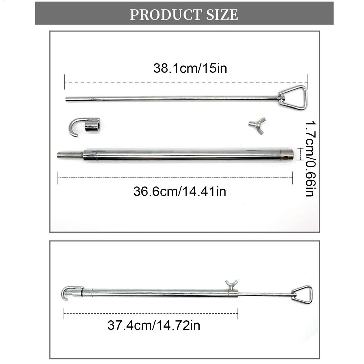Telescopic Hood Prop Rod, Adjustable 17.7-29.5 in Steel Support – image 6