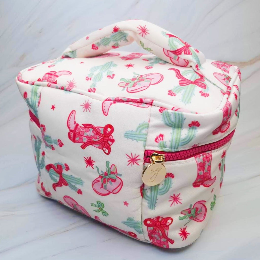 Western Print Travel Cosmetic Case with Handle – image 5