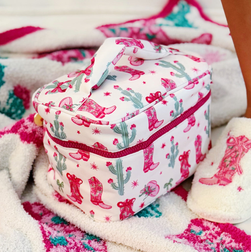Western Print Travel Cosmetic Case with Handle – image 4