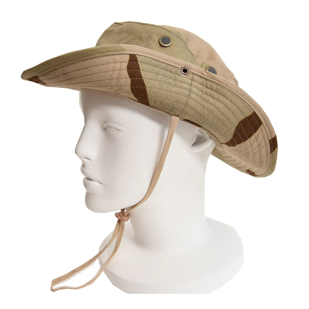 Work Sun Hat Camo Boonie - Wide Brim Outdoor Hat with Chin Strap