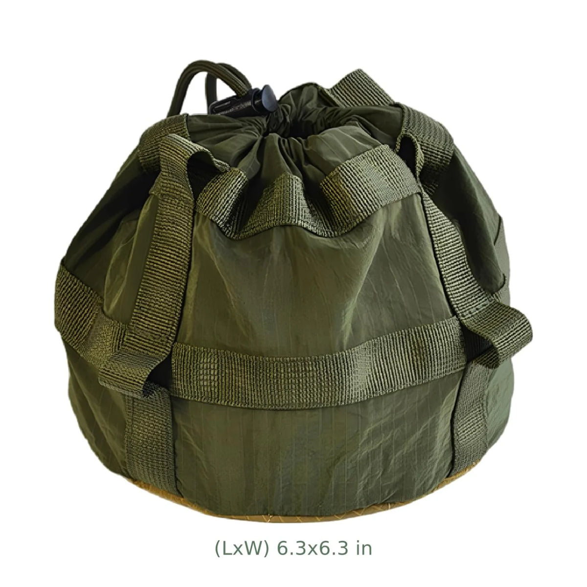 Camping Drawstring Bag – Moss Green Nylon Utility Storage Pouch – image 4