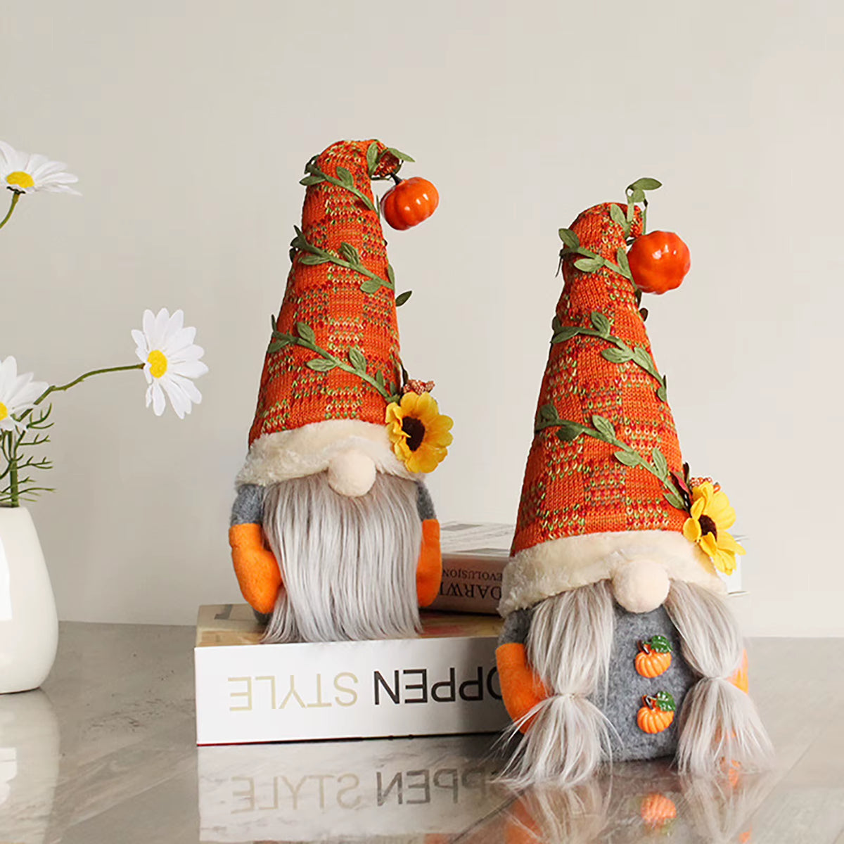 Fall Gnome Decoration – Plush Pumpkin and Sunflower Harvest Gnome – image 4