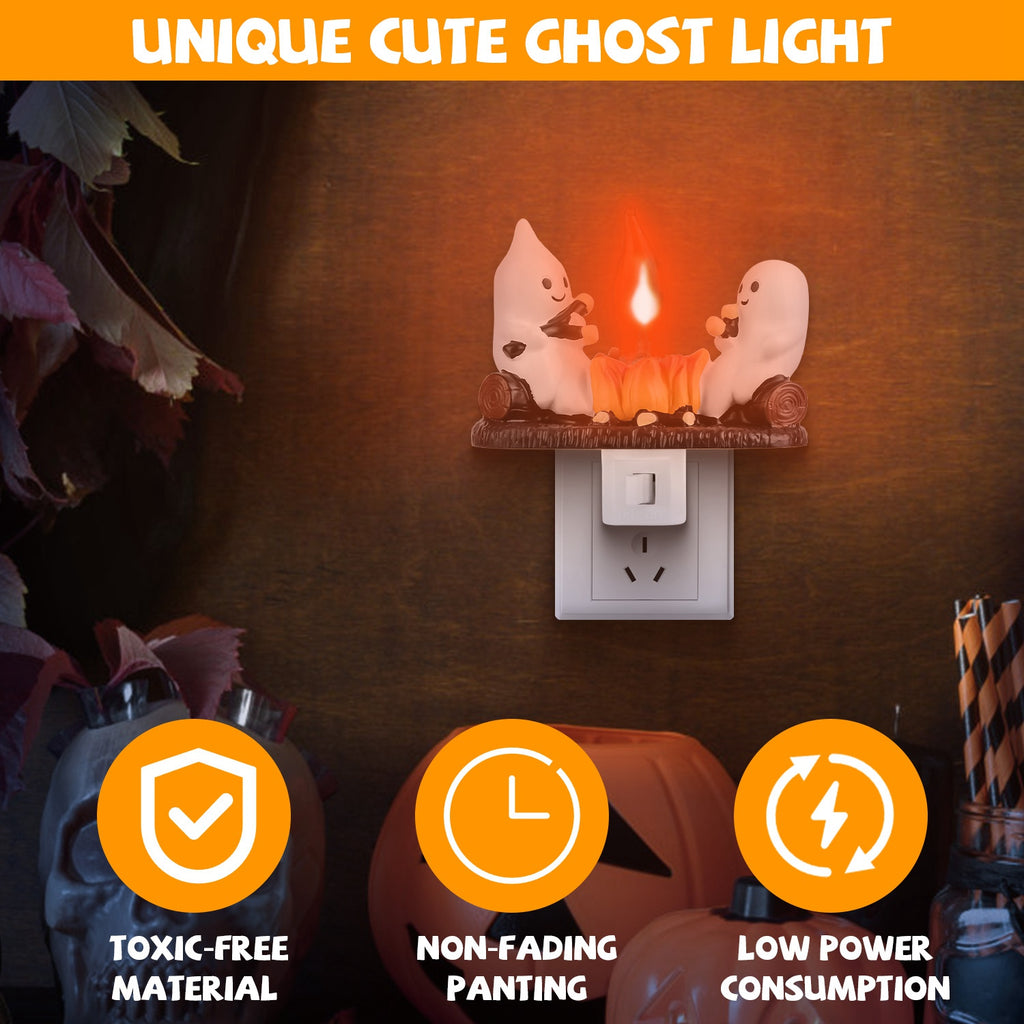 Ghost Campfire Night Light, Flickering Flame Halloween Decor 2 Pack – image 6