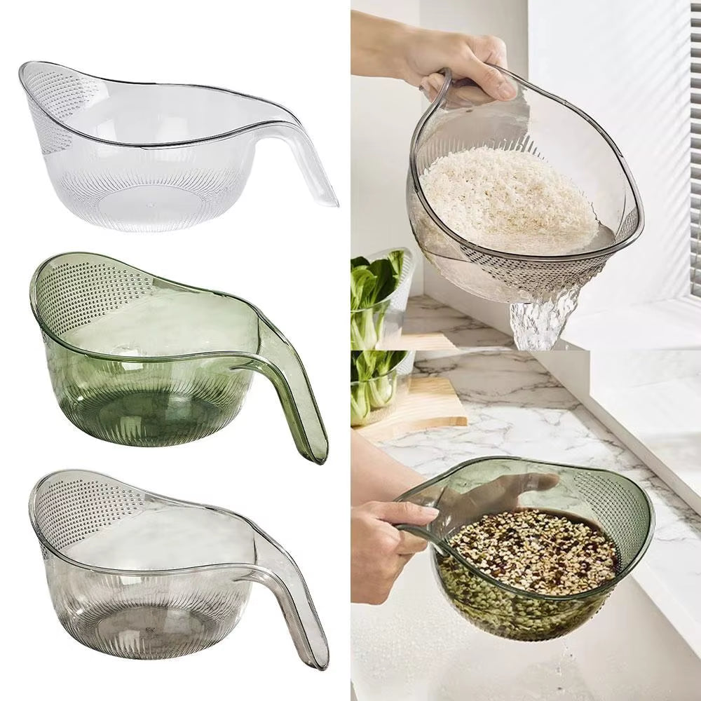 Rice Washing Bowl with Side Drainer, Colander for Fruit and Beans – image 2