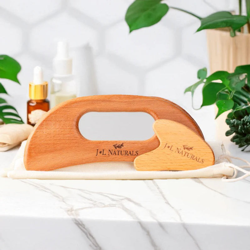 Gua Sha Kit – Beech Wood Face & Body Tools with Travel Pouch