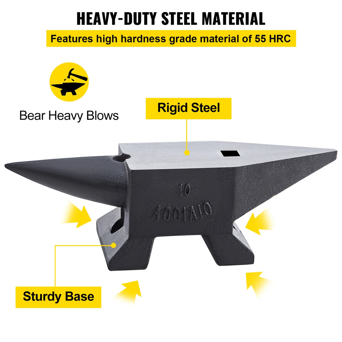 Cast Iron Anvil 22 lb, Single Horn Blacksmith Anvil with Stable Base – image 3