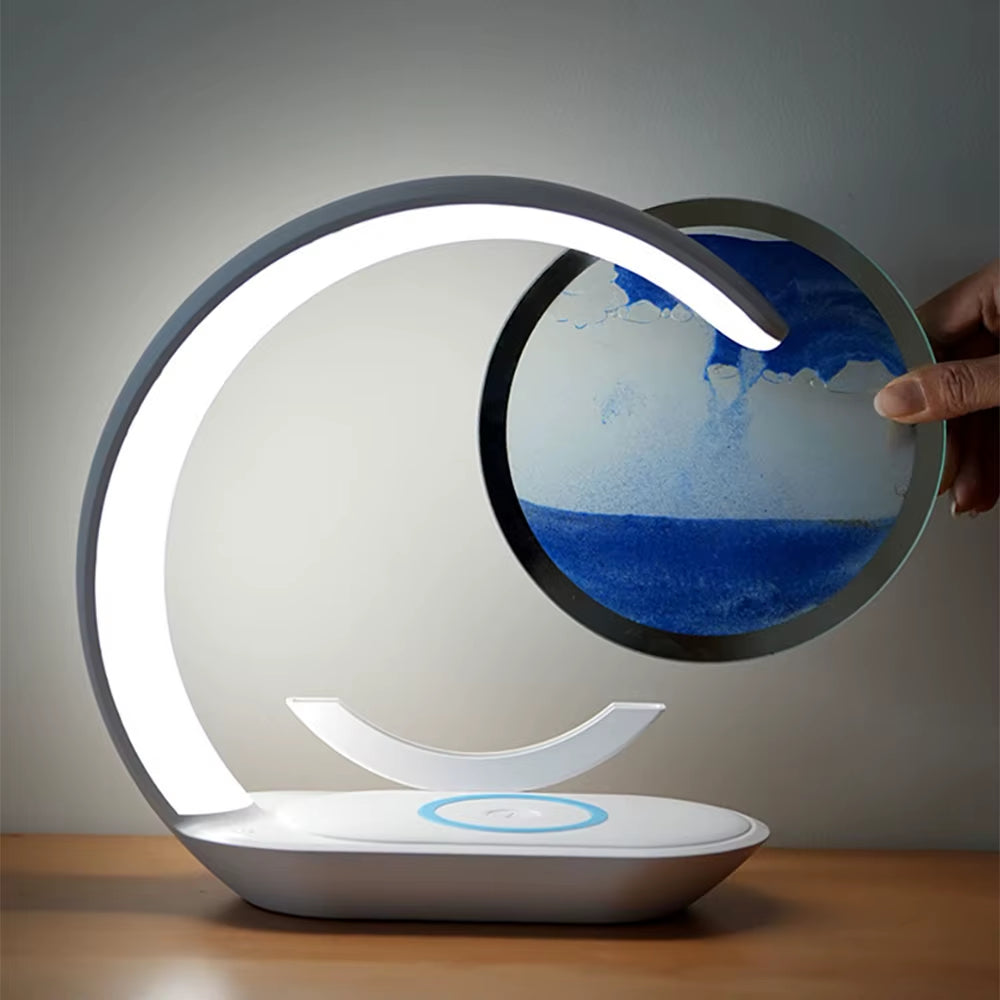 Quicksand Art Wireless Charger Lamp - 15W Fast Charging Pad with Night Light