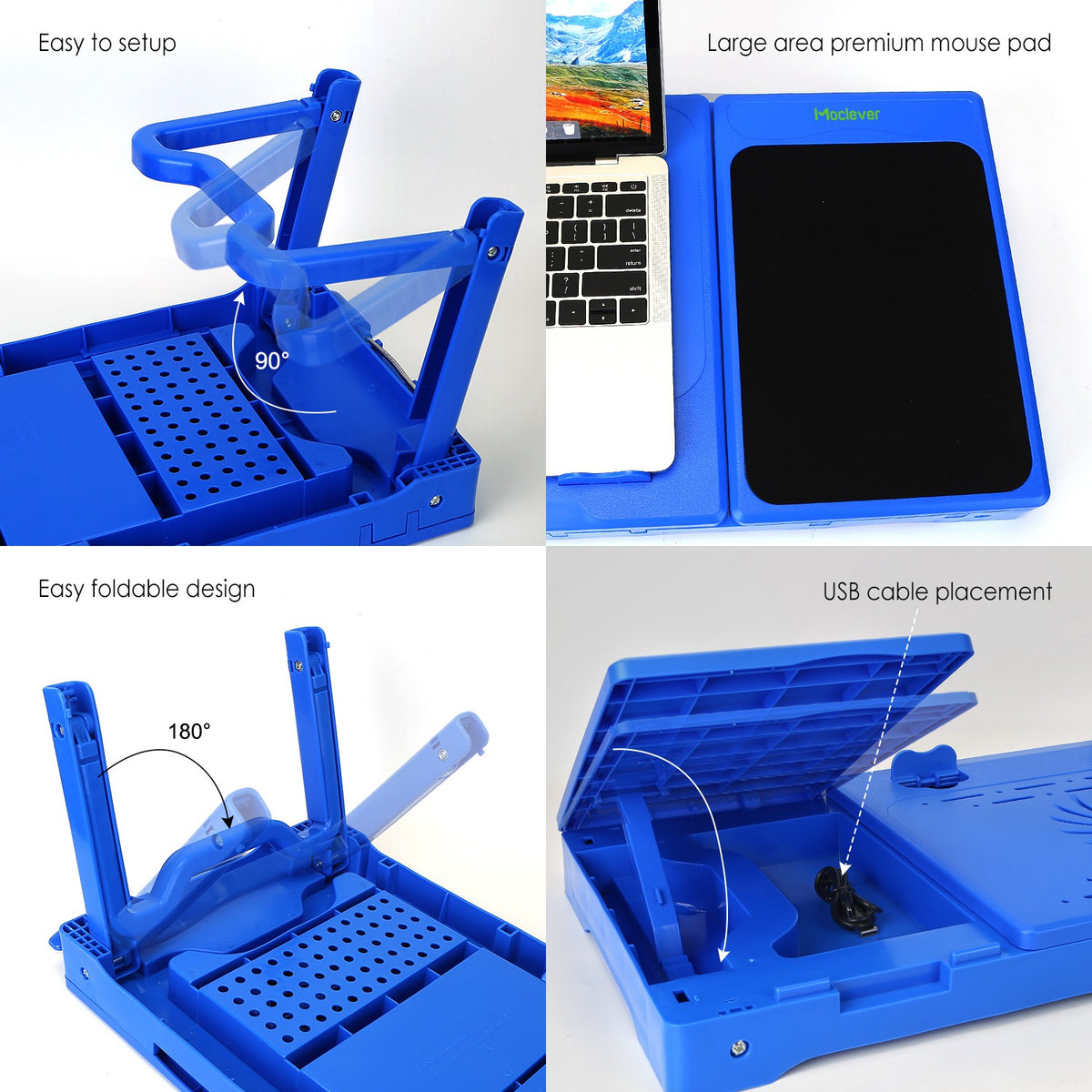 Foldable Laptop Bed Tray with Cooling Fan, LED Light and USB Ports – image 18