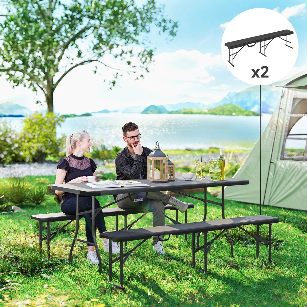 Folding Outdoor Bench Set of 2 - 6 ft HDPE Picnic Benches