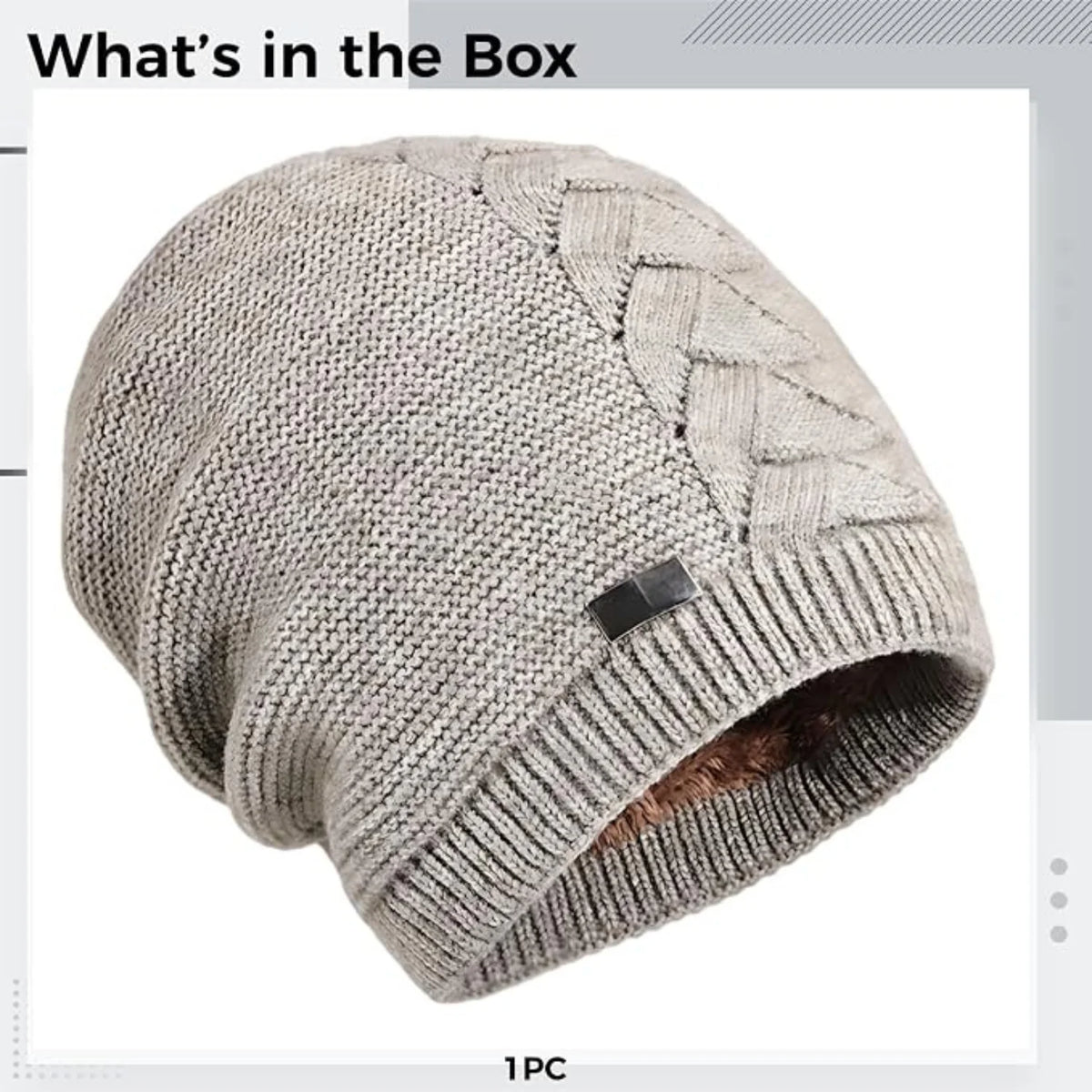 Plush Lined Knit Beanie - Warm Winter Hat for Men & Women – image 3