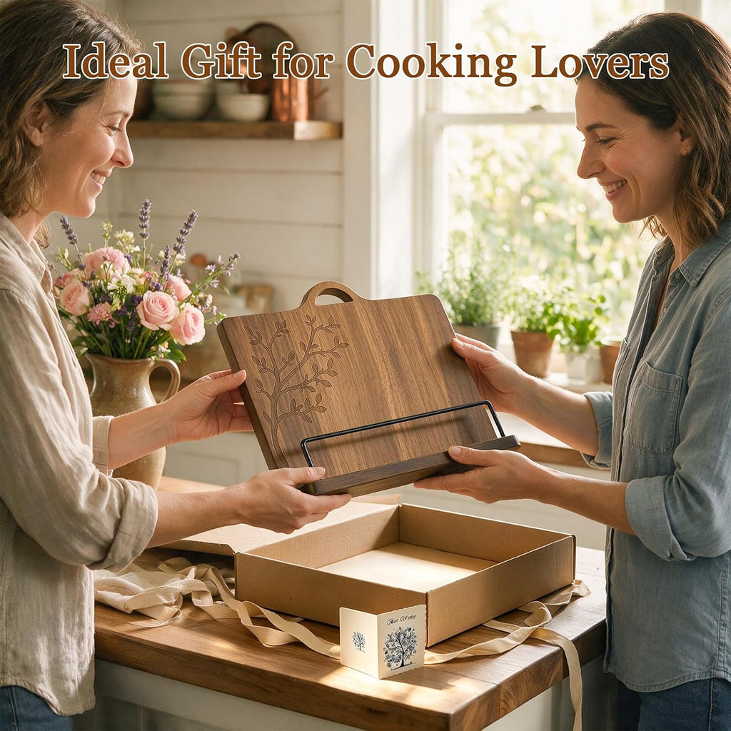 Cookbook Stand, Acacia Wood Recipe Book Holder for Counter – image 5