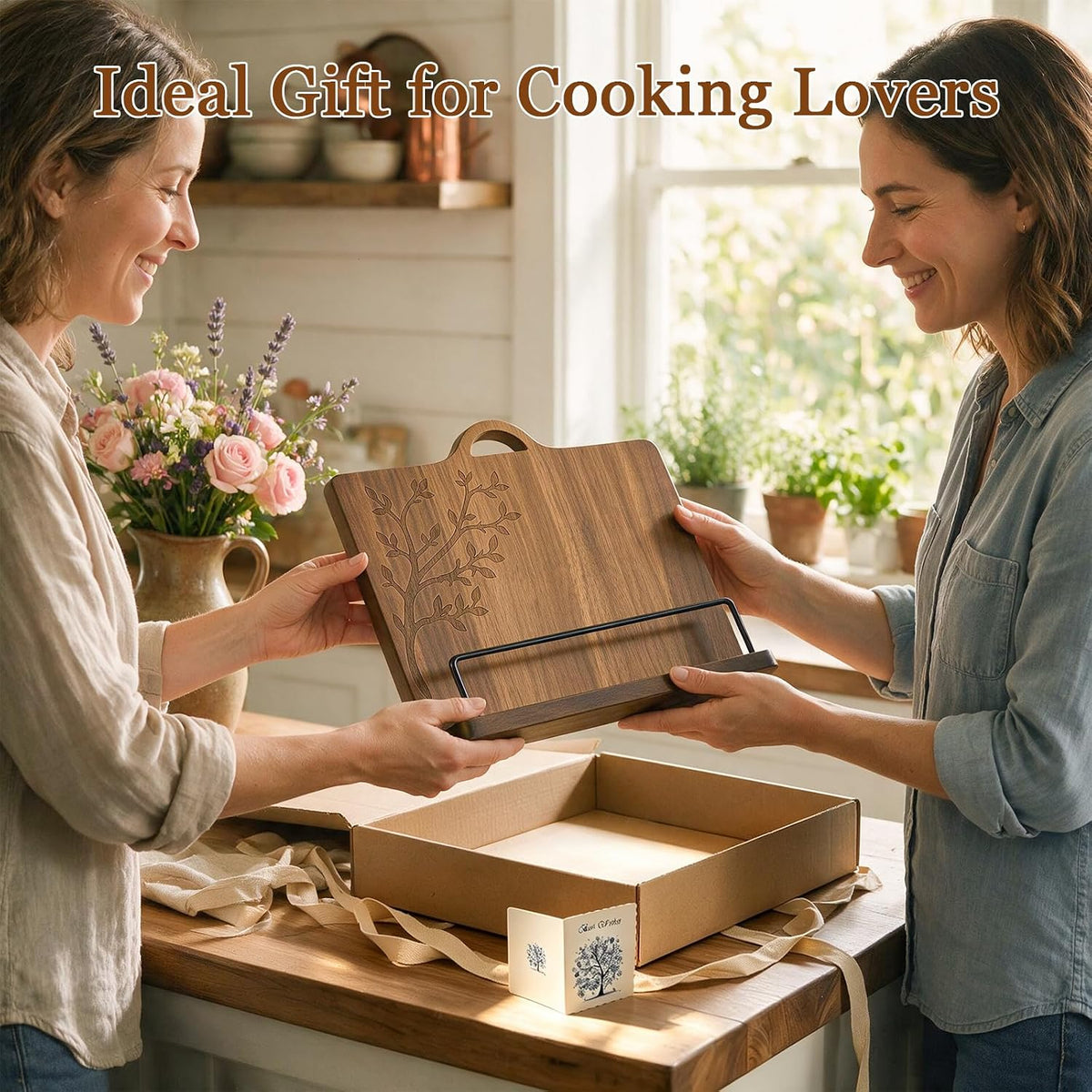 Cookbook Stand, Acacia Wood Recipe Book Holder for Counter – image 5