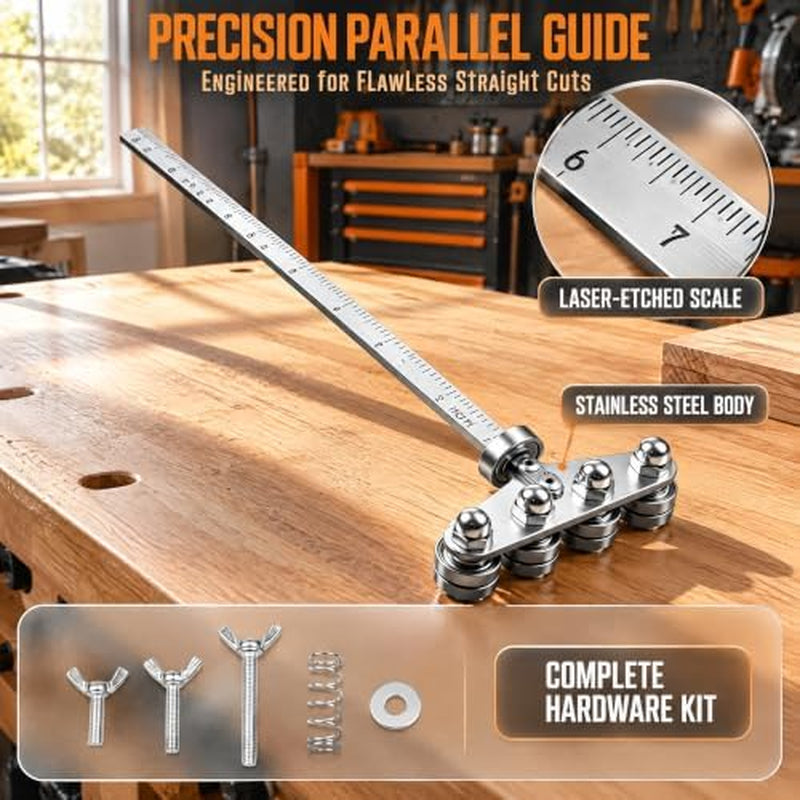 Circular Saw Guide Rail 20 in with Roller Guide and Positioning Clamps – image 2
