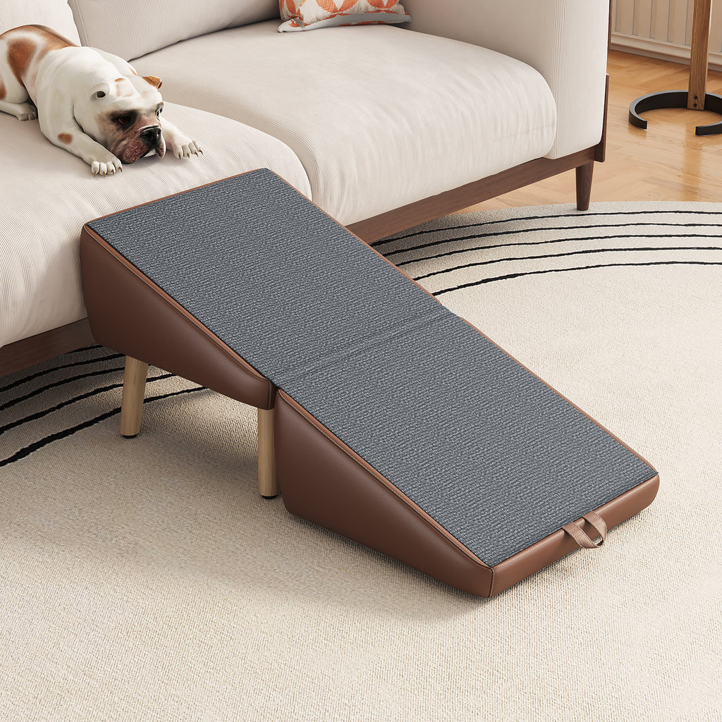 Dog Stairs and Ramp 2-in-1, Wooden Ottoman Pet Steps for Couch, Brown – image 16