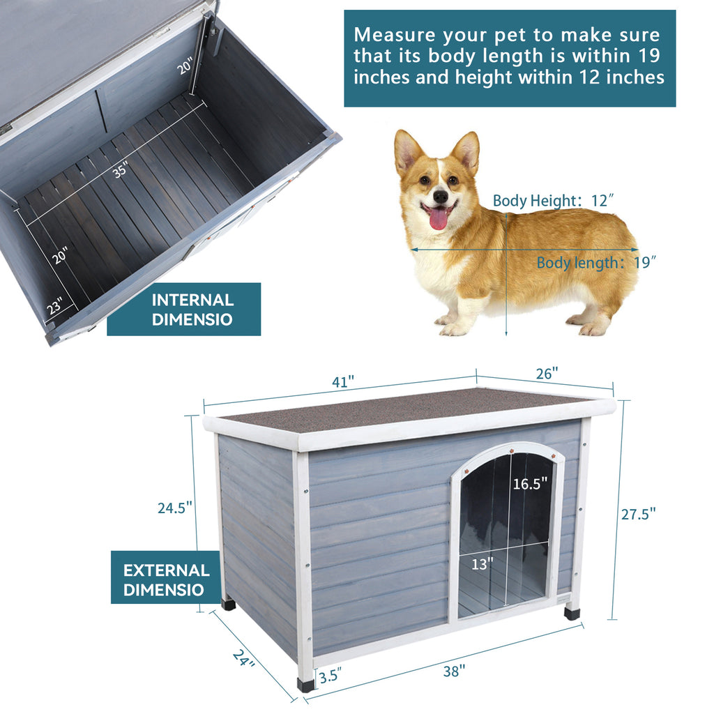 Wooden Outdoor Dog House with Waterproof Roof and Elevated Floor – image 3