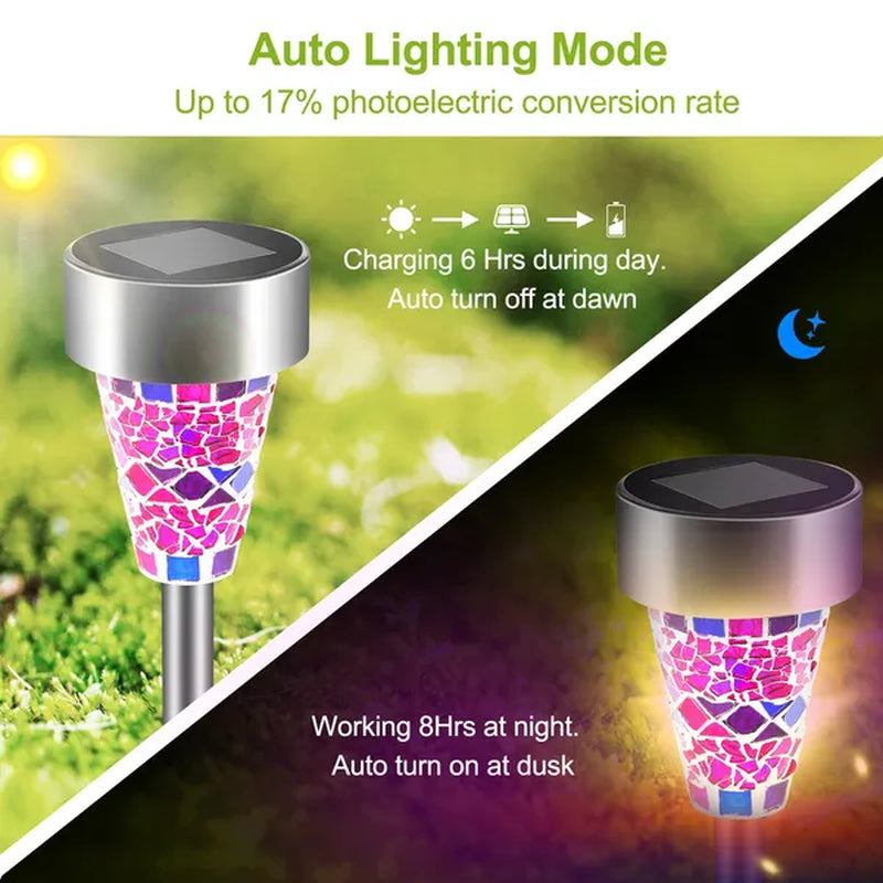 Solar Pathway Lights, 6-Pack, IP44 Outdoor Landscape Garden Lights