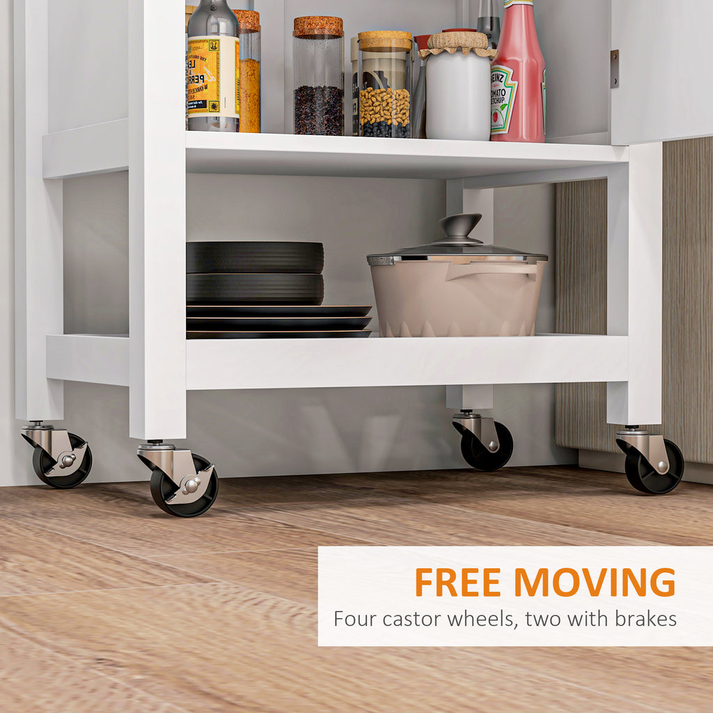 Kitchen Island Cart with Rubberwood Top, Wine Rack and Cabinet – image 5