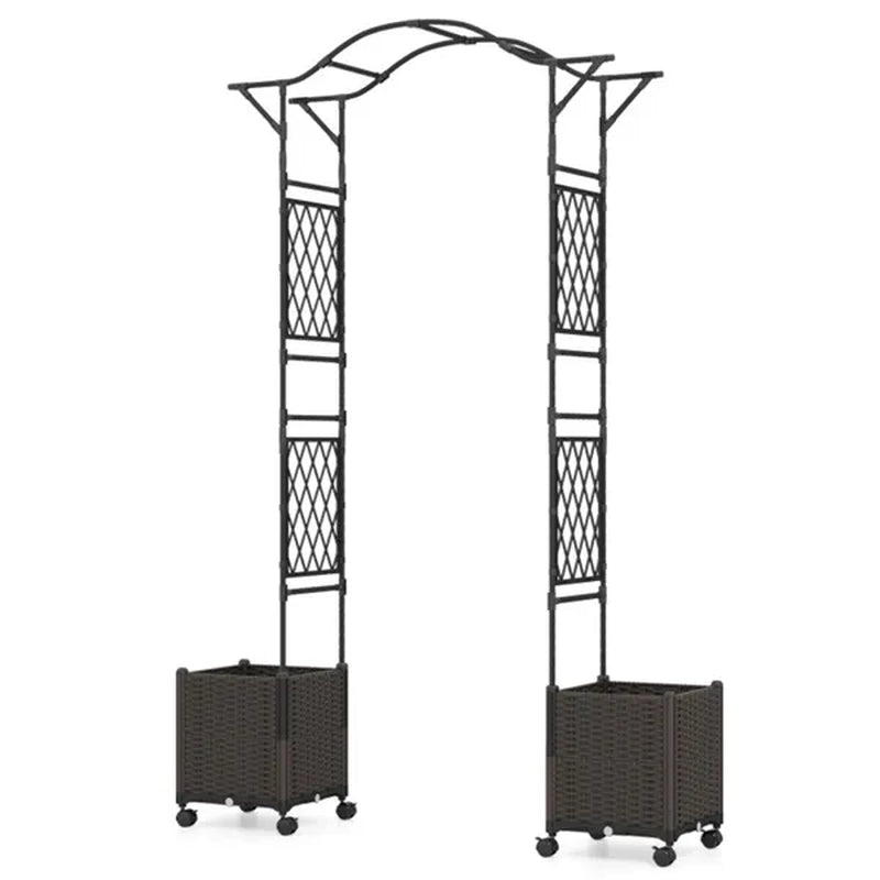 Garden Arch with 2 Self-Watering Planter Boxes on Lockable Wheels – image 3