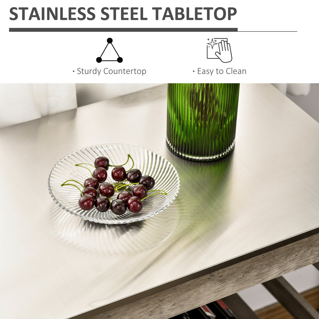 Rolling Kitchen Island Cart with Stainless Steel Top & Storage – image 6