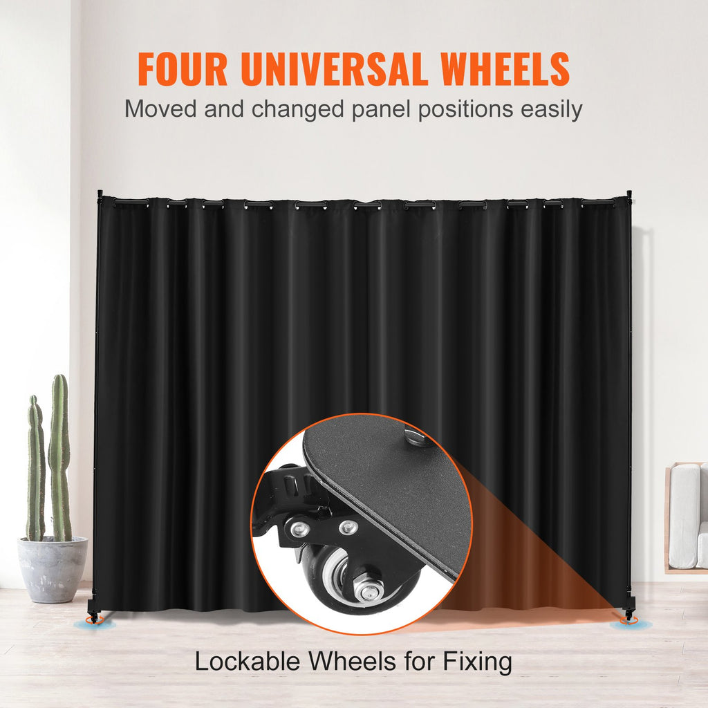 Rolling Curtain Room Divider Stand with Lockable Wheels – image 5