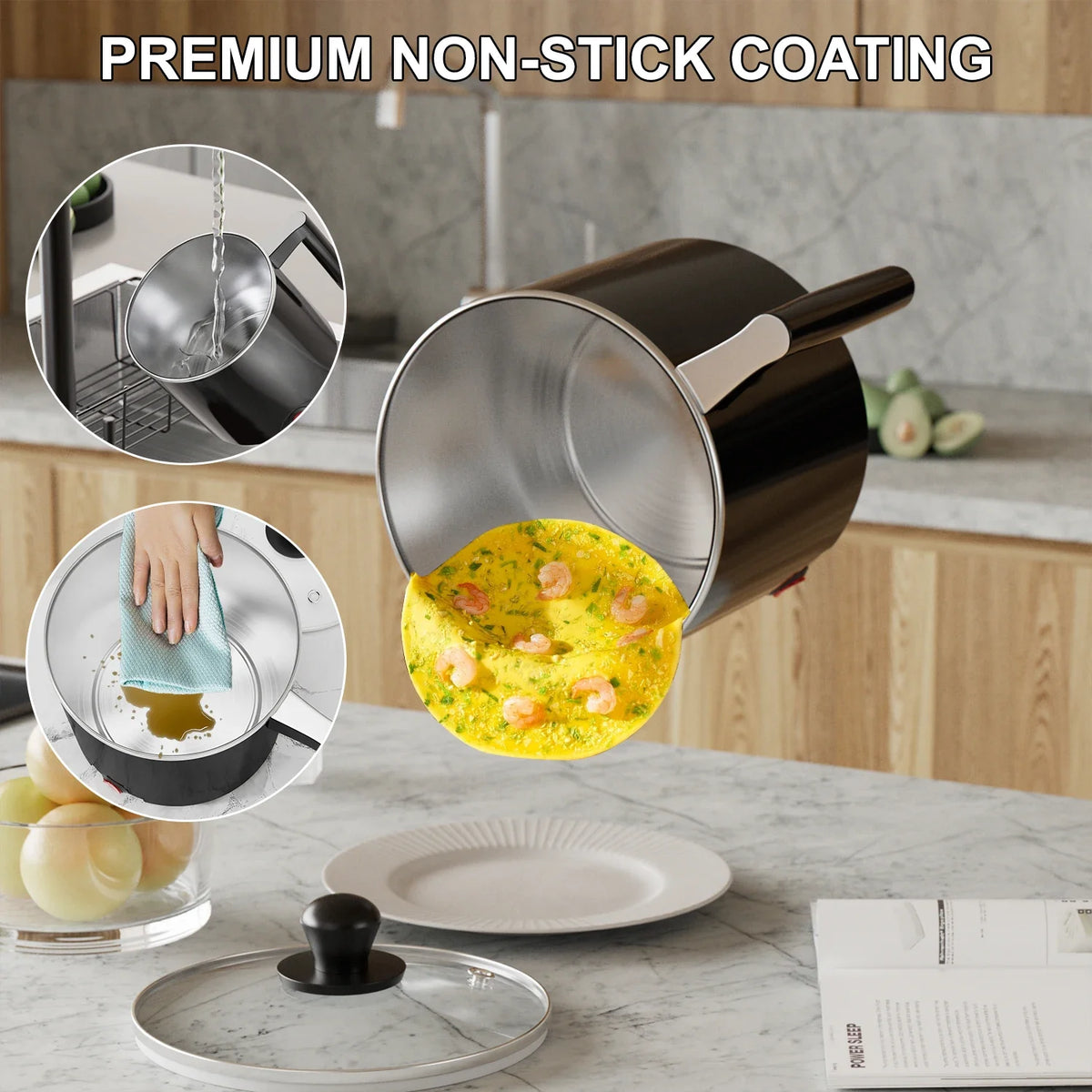 Electric Hot Pot 1.5L, 600W Mini Cooker with Stainless Steel Pot – image 4
