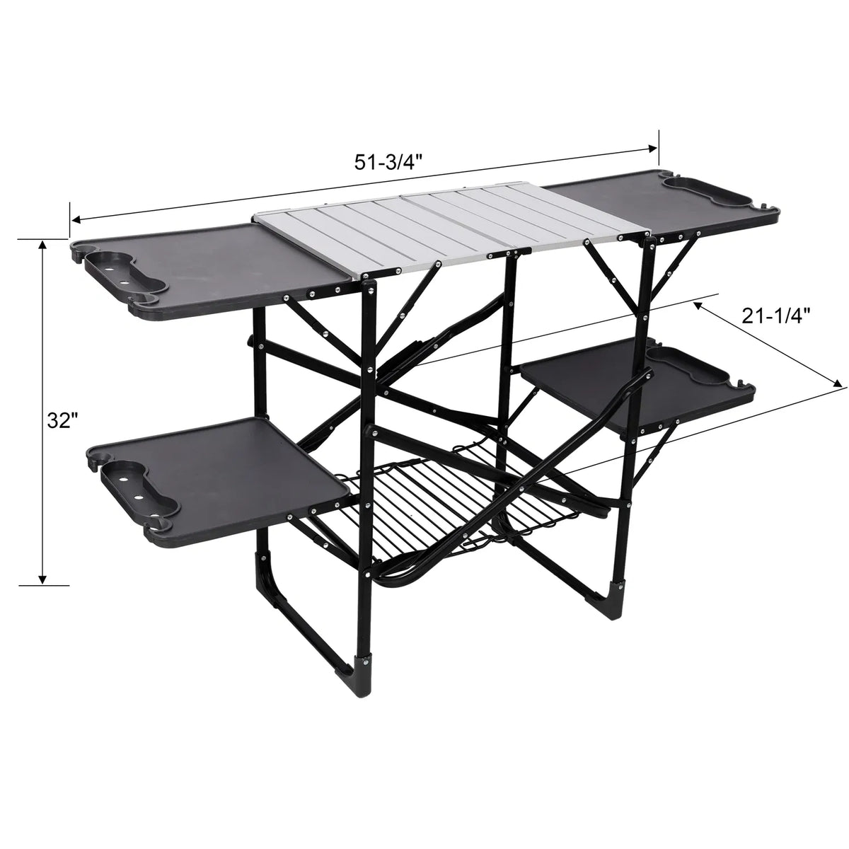 Folding Camp Kitchen Prep Station with Side Shelves and Storage Rack – image 5