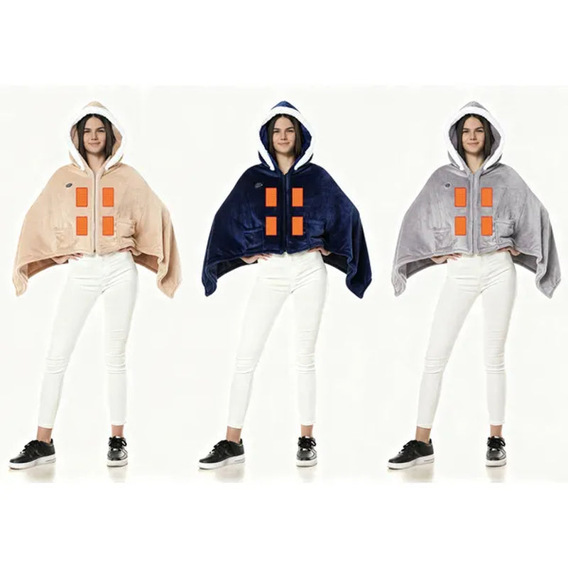Wearable Heated Blanket Hoodie, USB Powered Flannel with 3 Heat Levels – image 2