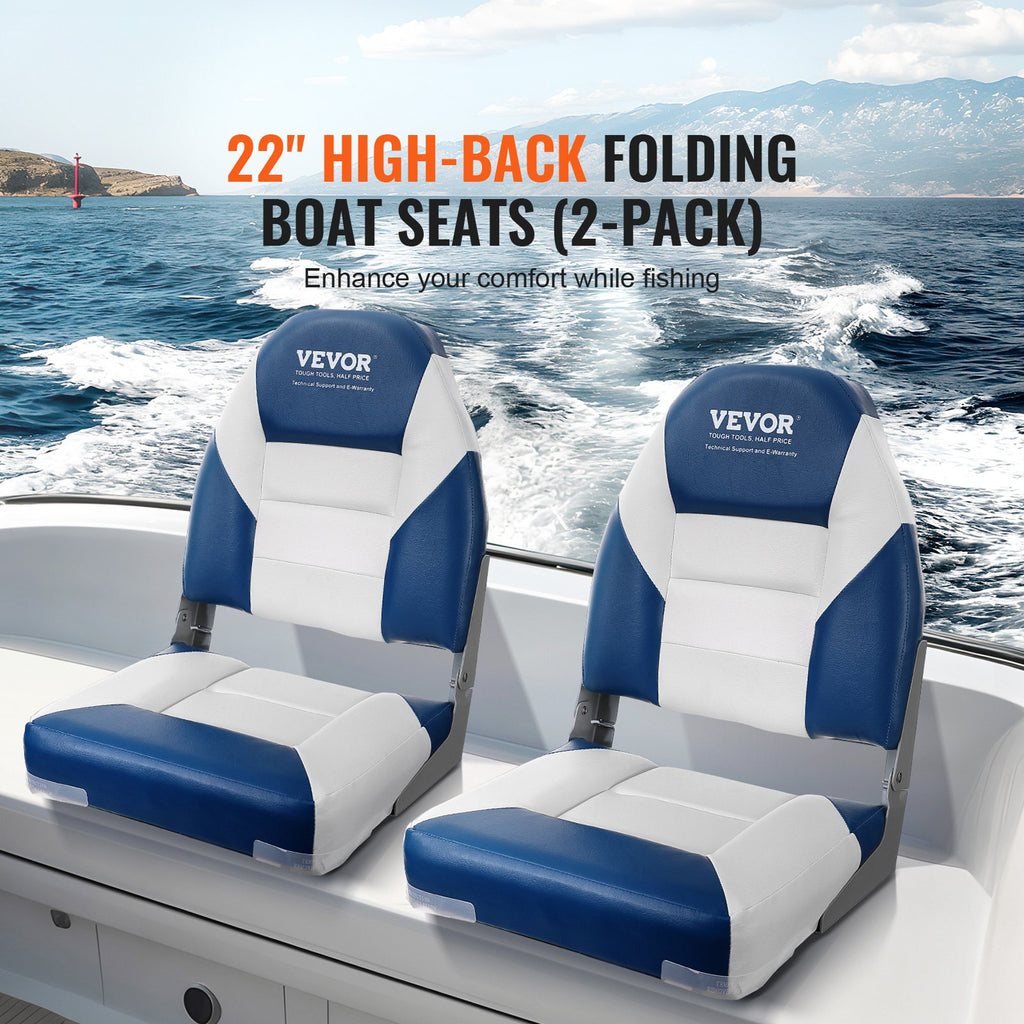 High Back Folding Boat Seats, Padded Fold-Down Chairs, 2 Pack – image 7