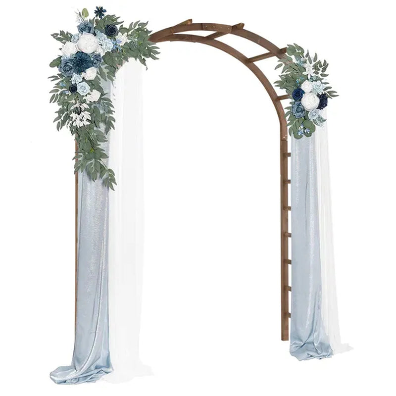 7 Ft Wooden Wedding Arch Arbor With Side Trellis, Dark Brown – image 3